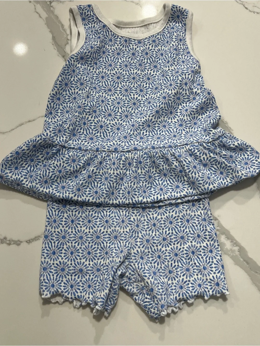 CARTERS Blue & White Floral Two-Piece Set - Size 24M